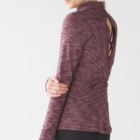 Lululemon &go Take-Off Long Sleeve, color: Heathered Bordeaux Drama, sz 8 - Picture 2 of 16